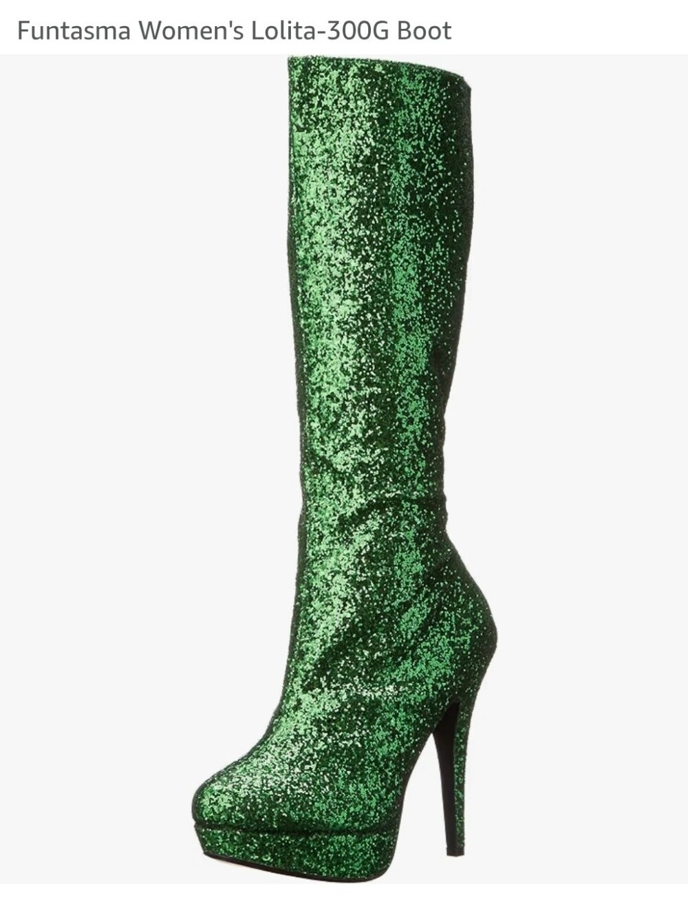 Brand New Poison Ivy Green Glitter High Heel Boots Knee High
